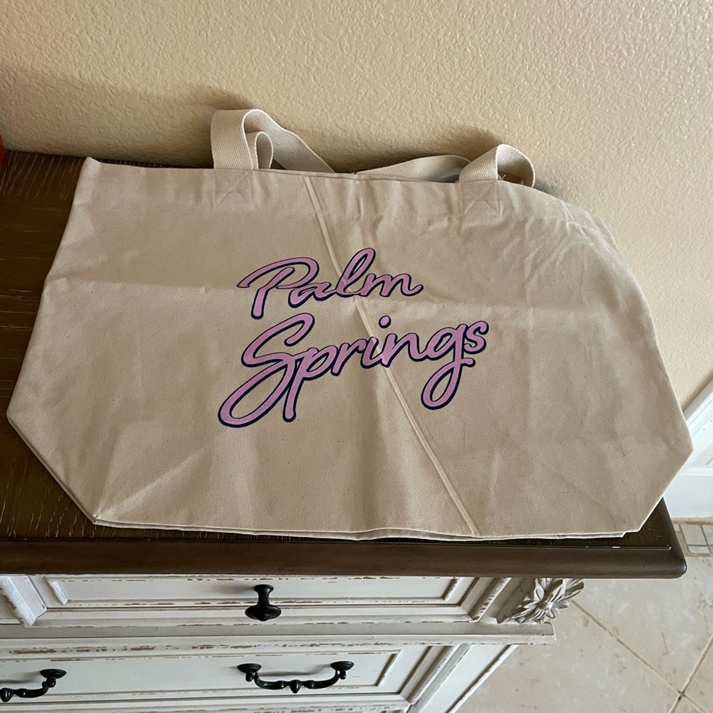 PrettyLittleThing Cream and Purple Palm Springs Tote